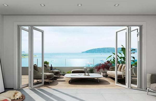 Aluminium Folding Doors Bi-folding Patio Doors Aluminium Folding Sliding Doors White Customised