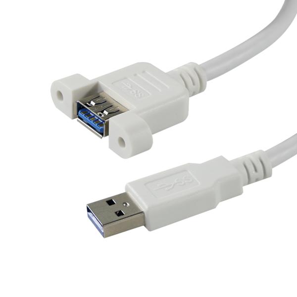 USB 3.0 Un cable de extensión de macho a hembra con agujeros de tornillo montados en el panel para transferencia de datos y extensión del dispositivo 3 pies / 4 pies / 5 pies