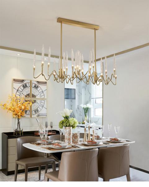 Rectangle Kitchen Chandelier for Living room Dining Room Luxury Crystal Candles ceiling hanging lights(WH-CY-188)