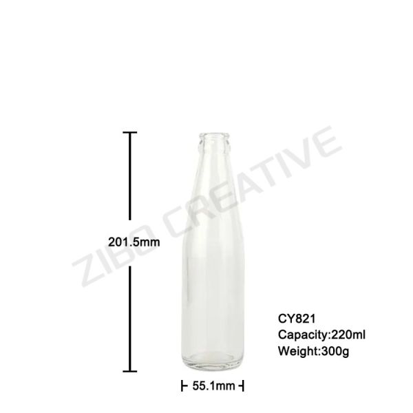 220ml Flint Glass Beverage Bottle Crown Top For Soda 300g CY-821