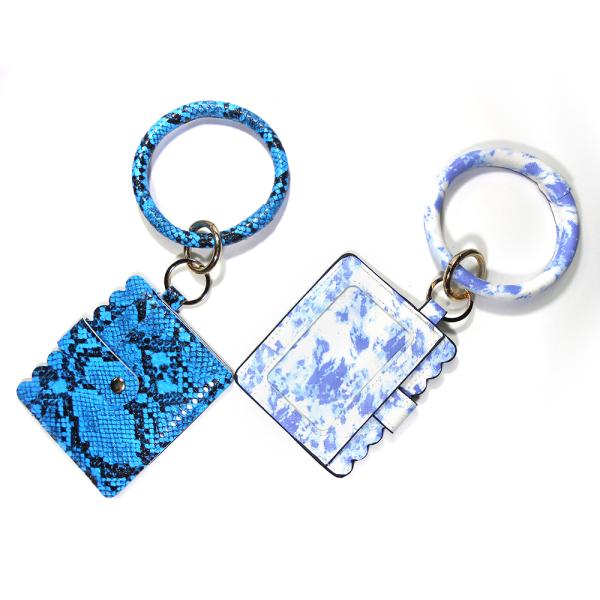 Round Wrist Strap Bangle Bracelet Key Ring Gold Plating For Girls