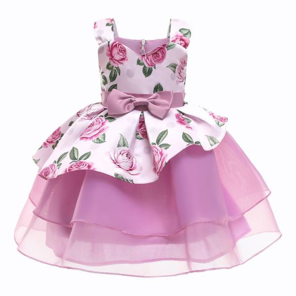 White Formal Dress Girls Kinder Kleider Rose Print Vestidos De Fiesta Sukienki Dla Dzieci Robe Enfant Fille Princess Dre