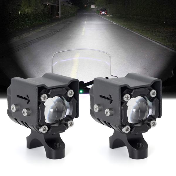 Black Design White Yellow Beam Motorcycle Front Spotlight LED Driving Light