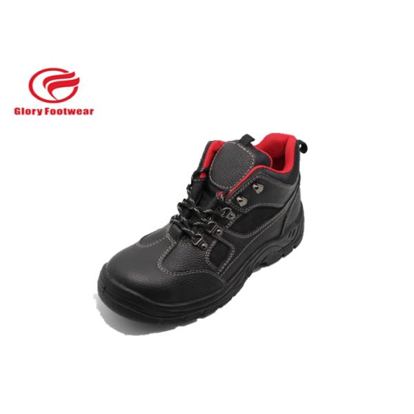 Split Breathable Mens Leather Steel Toe Boots Cow Leather With Red Mesh Anti Slip