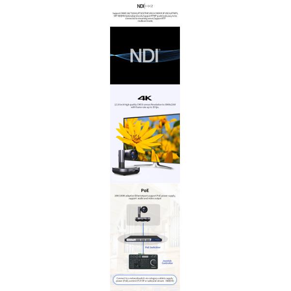 DAIPU PSC-12NK 4k HD Optical Zoom 3G-SDI NDI PTZ Camera for Video Conferencing System