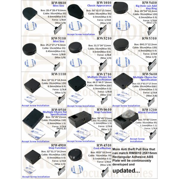 RW5410 Heart-Shaped Security Pull Box Plus 25X15mm Rectangular Adhesive ABS Plate