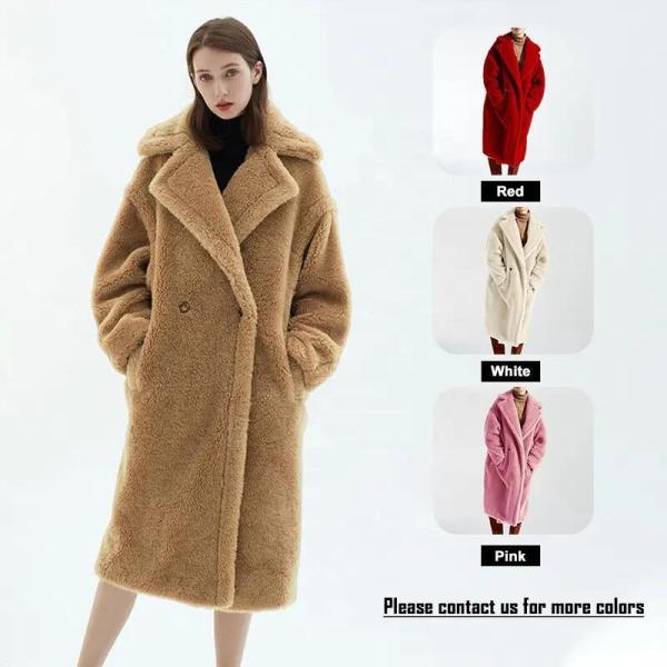OEM Winter Wool Fur Coats Long Genuine Anti UV Luxury Teddy Coat