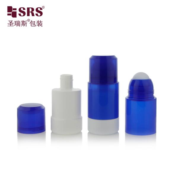 RPPE(P)-75ML Big Size Empty Diamond Blue Colored Refillable Roll On Bottle With Replacement Inner Bottle White Inner Bottle PP Pasitc Roller Ball For Deodorant Gel Formual