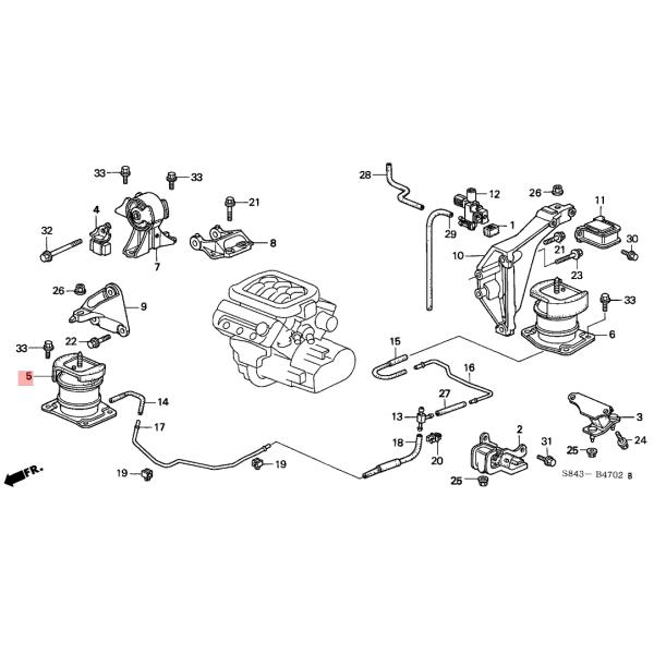 1998-2002 Rubber Engine Mount Support Honda Accord 3.0 V6 Front Hydraulic Type 50810-S87-A81