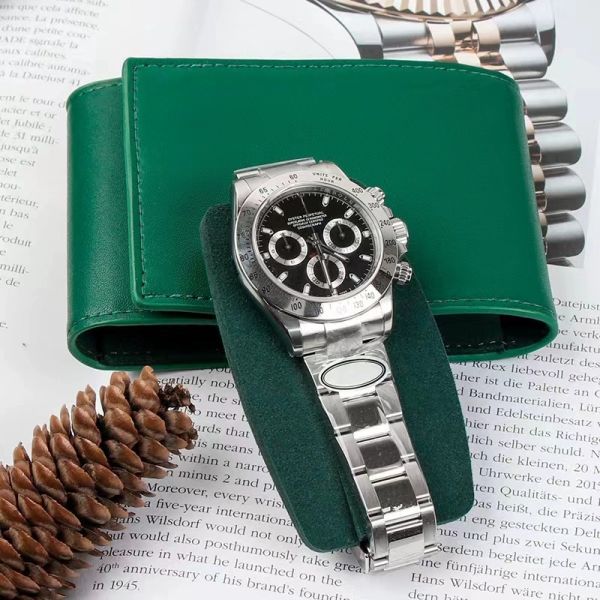 Handmade Leather Watch Storage Bag Dust Proof Green Portable Travel Organizer Case