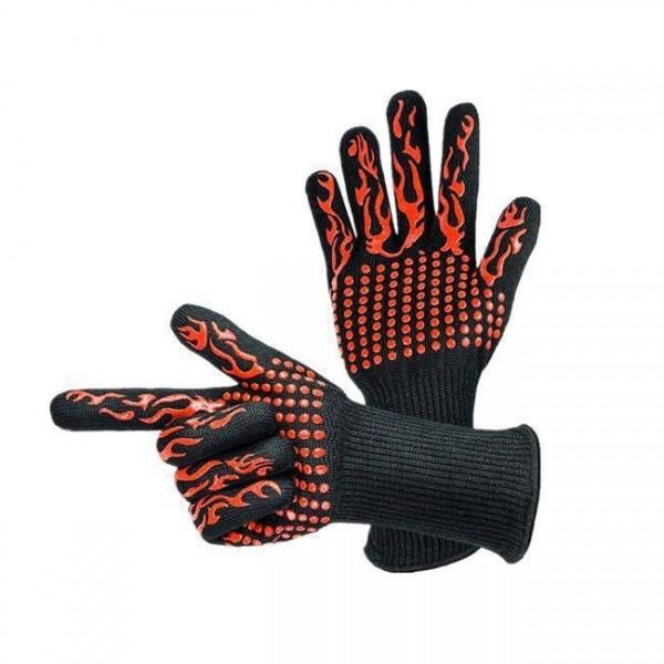 Heat Resistant BBQ Grill Gloves Mixed Fibre Liner Criss Cross Finishing