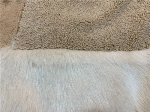 Beige Short Ladies Faux Fur Coats , Faux Fur Tan Teddy Fur Combo Coat