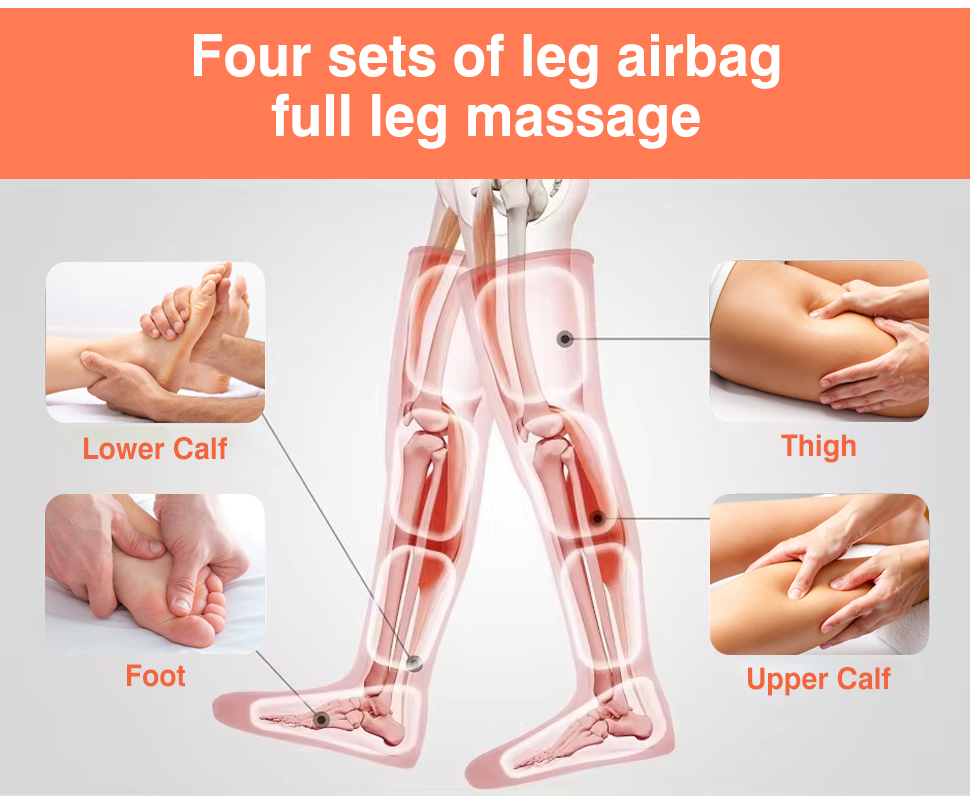 Rechargeable Air Compression Leg Massager with 4 Massage Modes for Blood Circulation and Recovery
