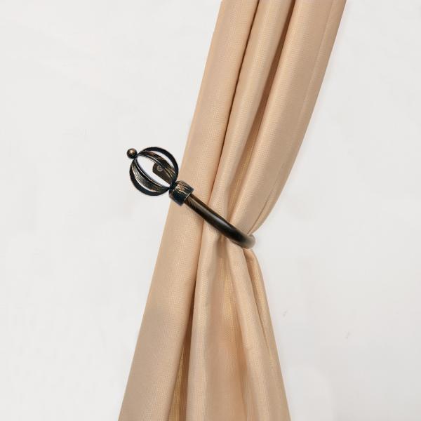 Easy Installing Metal Curtain Rod Black Sweep Copper Finial For Art Deco Room