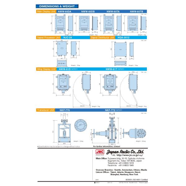 JRC JLN 550 4 Beam Pulse Doppler Sonar Marine 2 Axis Speed Log  Low Power Consumption High Speed measuring accuracy