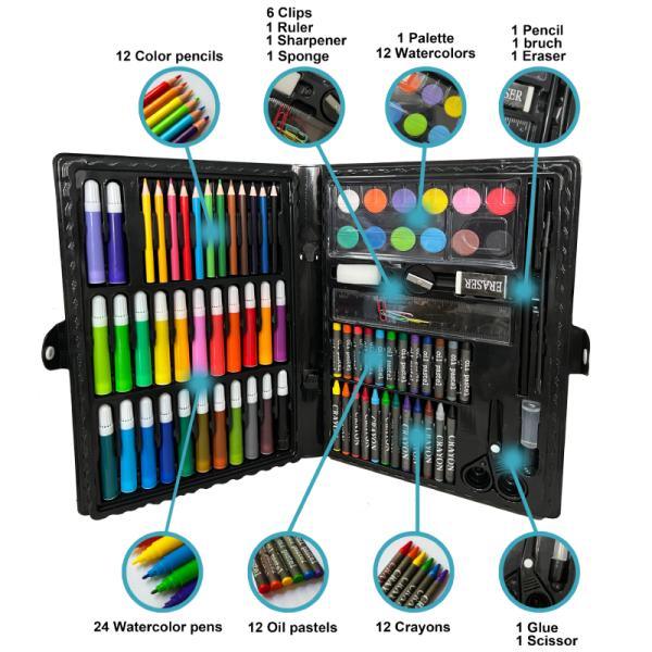Wholesale School Kids Stationery 86PCS Colorful Drawing Painting Art Set