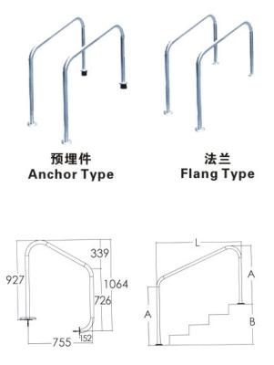 corrimão removíveis da piscina SS316 de 1.0mm
