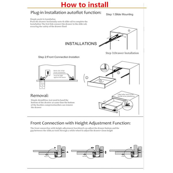 ANDISI V2 Undermount Drawer Slide Clips Soft Close for Single Extension Furniture Cabinets