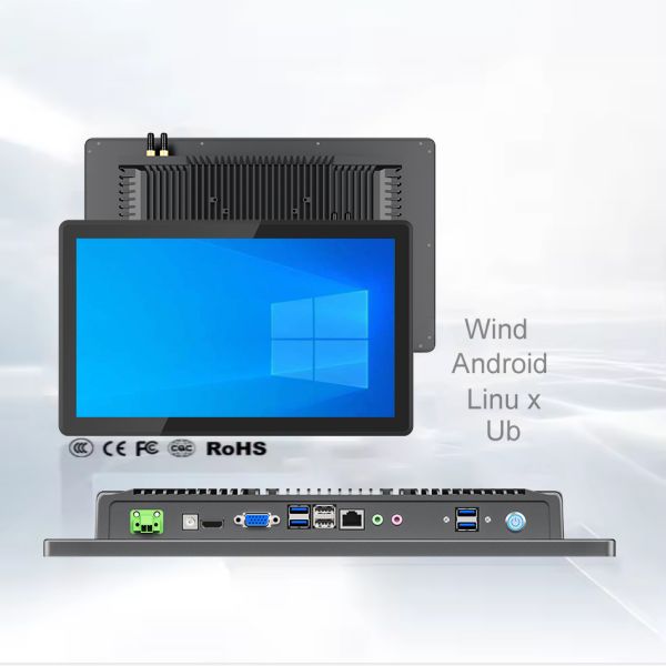 13.3 Industrial Panel PC All-in-One Recessed Fanless Aluminum Design Built-in WiFi/BT Windows/Linux OS IP Rating 10-Point Touch