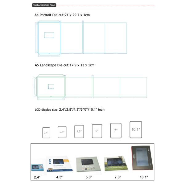 7 Inch Digital LCD Video Greeting Card / Video Module 300-2000MAH Battery