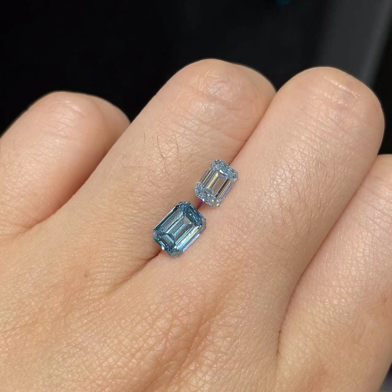 ZKZ Diamonds 10 Mohs Blue Emerald Cut Laboratory выращенный с сердечно-сосудистой болезнью