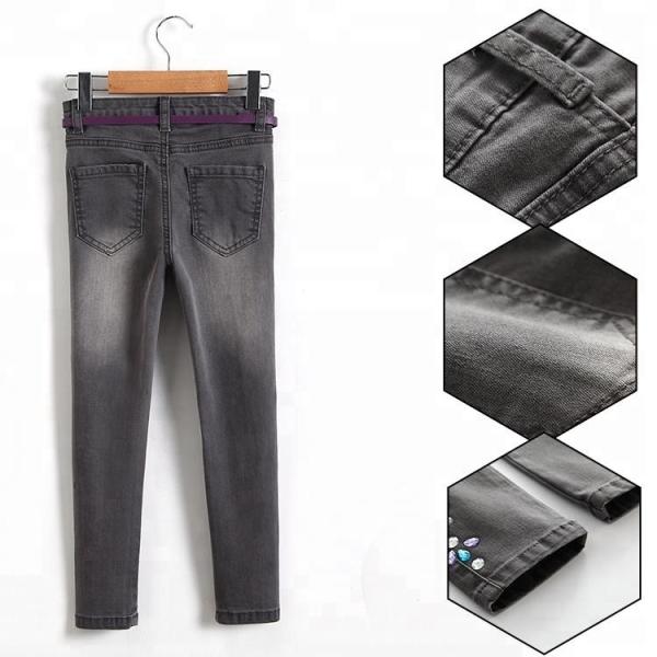 Med Grey Kids Denim Clothes Baby Girl Jeans Pants With Stretch Adjustable Waist