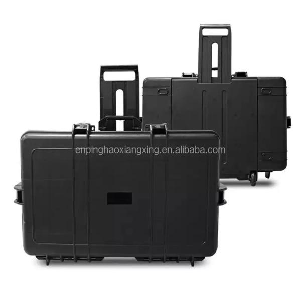 Caja de herramientas múltiples Pequeña caja de herramientas negra impermeable a los golpes de plástico resistente a los golpes caja de viaje pesada equipo de transporte para relojes OEM