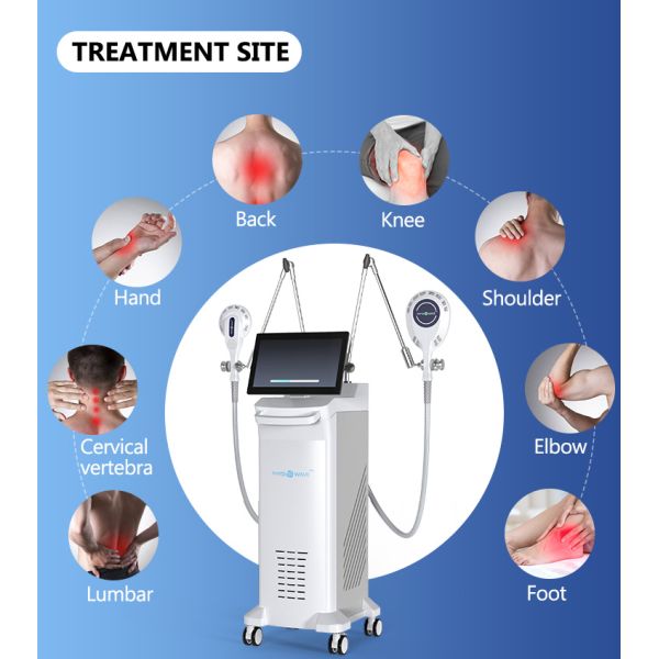 Vertical ABS Physiotherapy Equipment Dual Handles Shockwave Technology 6 Tesla Non-invasive Pain Relief Device for Home Use