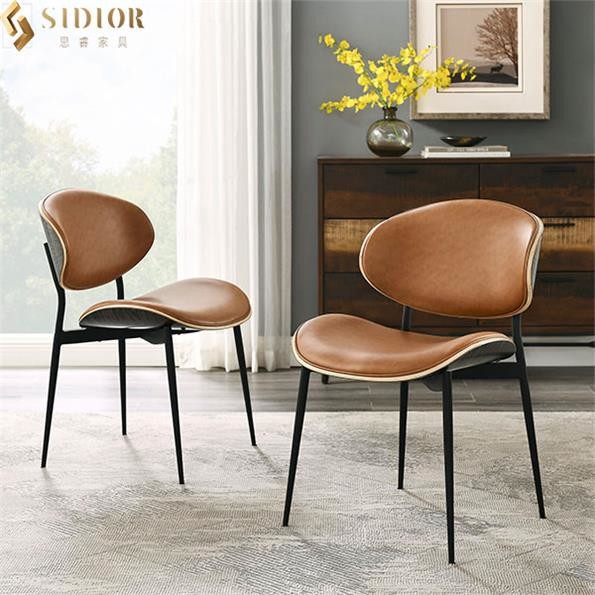 Restaurant Modern Fabric Upholstered Dining Chairs H54.5cm Luxury Metal Legs