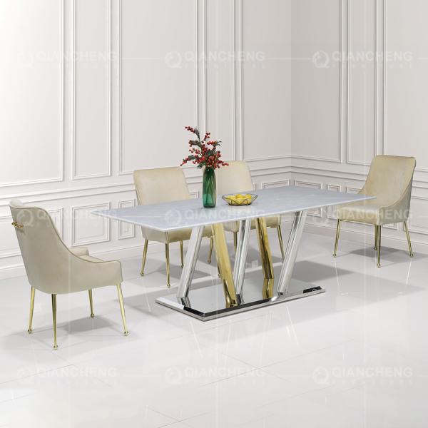 220x110x75cm Luxury Marble Dining Table White Marble Top Dining Room Table