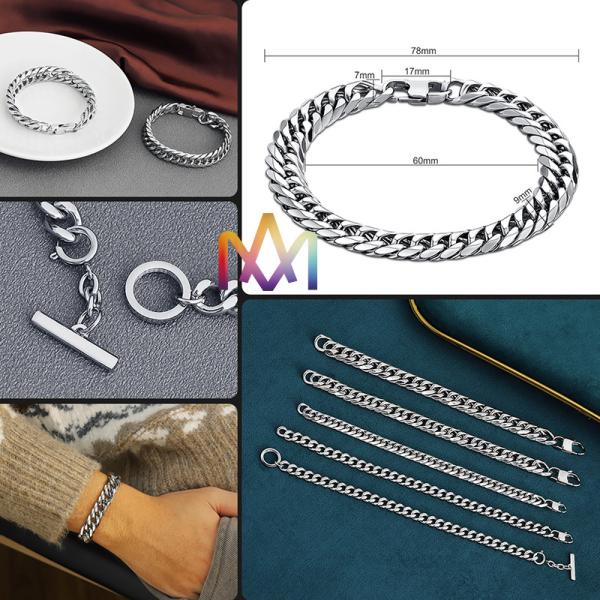 ID 64MM людей 67MM выгравировал браслет широкой обочины цепной