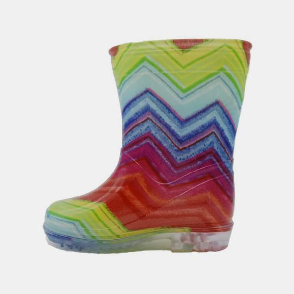 28EU Kids Waterproof Rain Boots , Slip Resistant Rainbow Striped Rain Boots