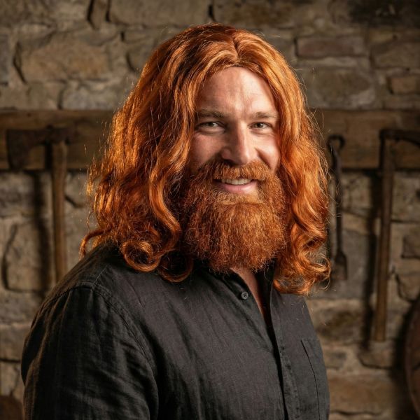 Realistic Red Beard Viking Latex Mask, Full Head Adult Costume Mask for Halloween Cosplay, Medieval Warrior Themed Party, LARP Masquerade & Role Play Events