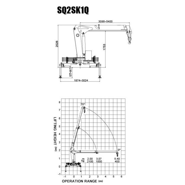 SQ2SK1Q 2.1ton Telescopic Truck Loader Crane