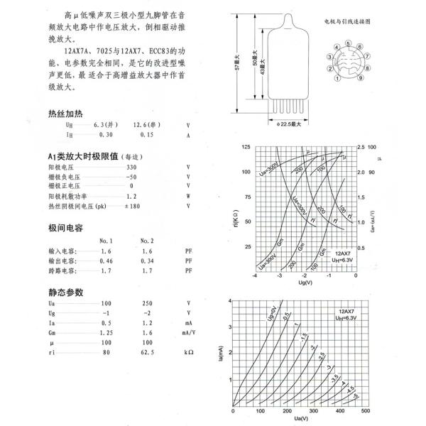 Mini Electronic Vacuum Tube Shuguang 12AX7B / ECC83 12AX7 AT1000