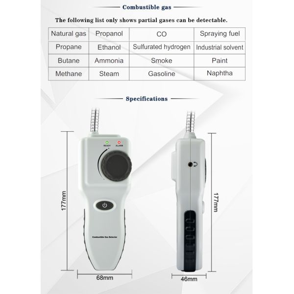 GM8800A GM8800B Portable Combustible Gas Detector with Sound Light Alarm Adjustable Sensitivity and Low Power Semiconductor Sensor