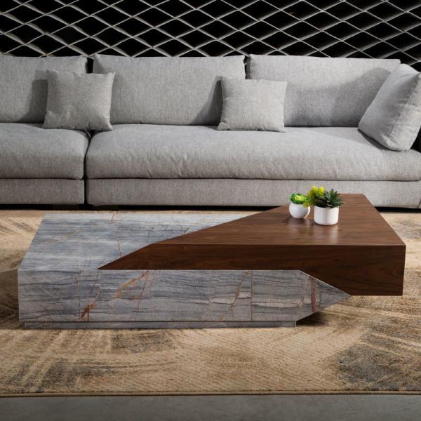 Creative Marble Solid Wood Coffee Table Light Luxury Italian Style Furniture