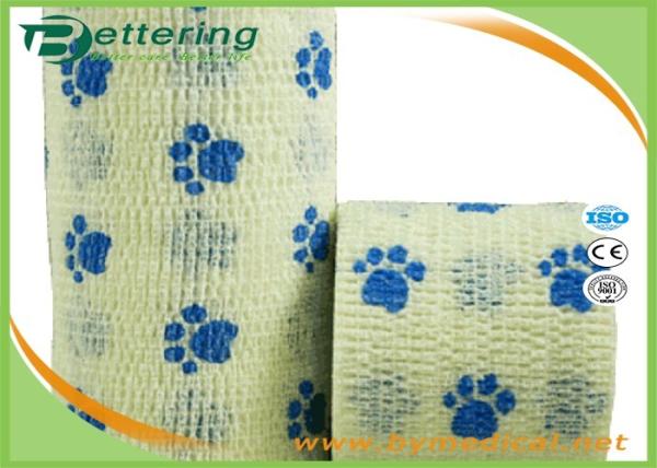 White Colour dog pawprint Veterinary elastic Non Woven Cohesive Bandage Coflex Pet Bandage