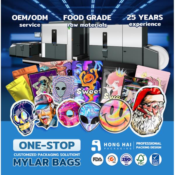 1000 Pcs 1 Set Unique Special 1G 3.5G Candy Bag Smell Proof Custom Die Cut Mylar Bags