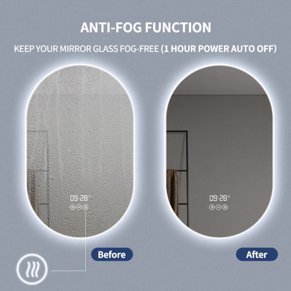 IP54 Oval LED Bathroom Mirror , Decorative Smart Acrylic Bathroom Mirror
