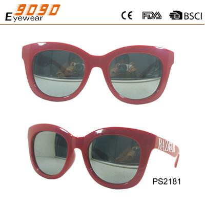 Lady fashion sunglasses made of plastic, 100% UV Protection mirrored Lenses