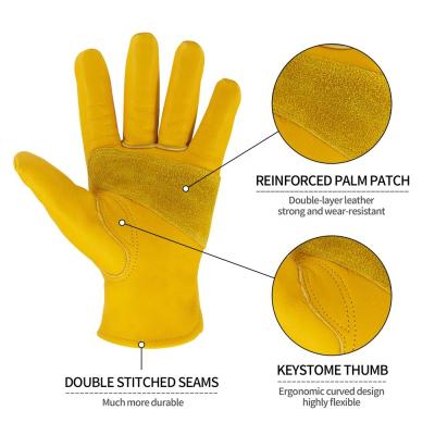 100% Genuine Cowhide Pasted Cuff Driver Split Leather Work Gloves Anti Smash