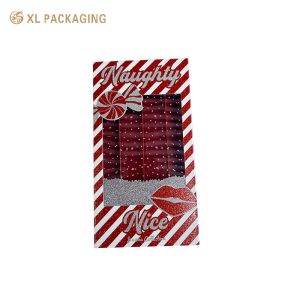 Customizable Red Glitter Slide Drawer Gift Box with Transparent PVC Viewing