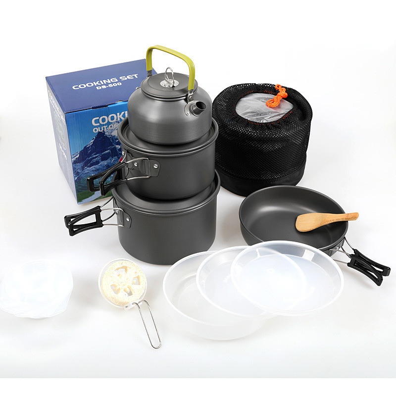Outdoor Kitchen Aluminum Camping Pot and Pans Cookware Set with Fast Shipping Cost