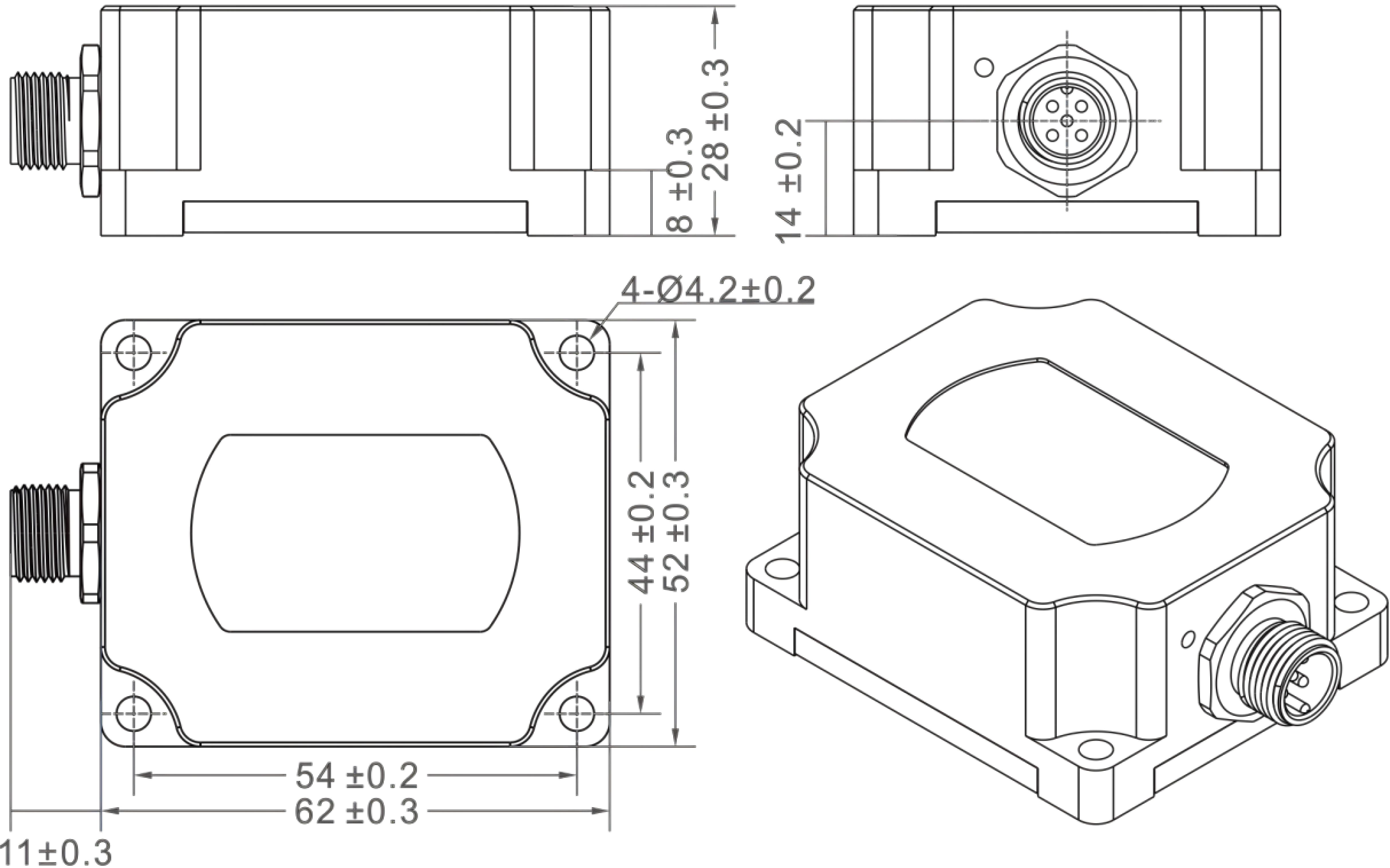 STS Standard Output Tilt Sensor Inclinometer RS232 / TTL / RS485 Signal Output