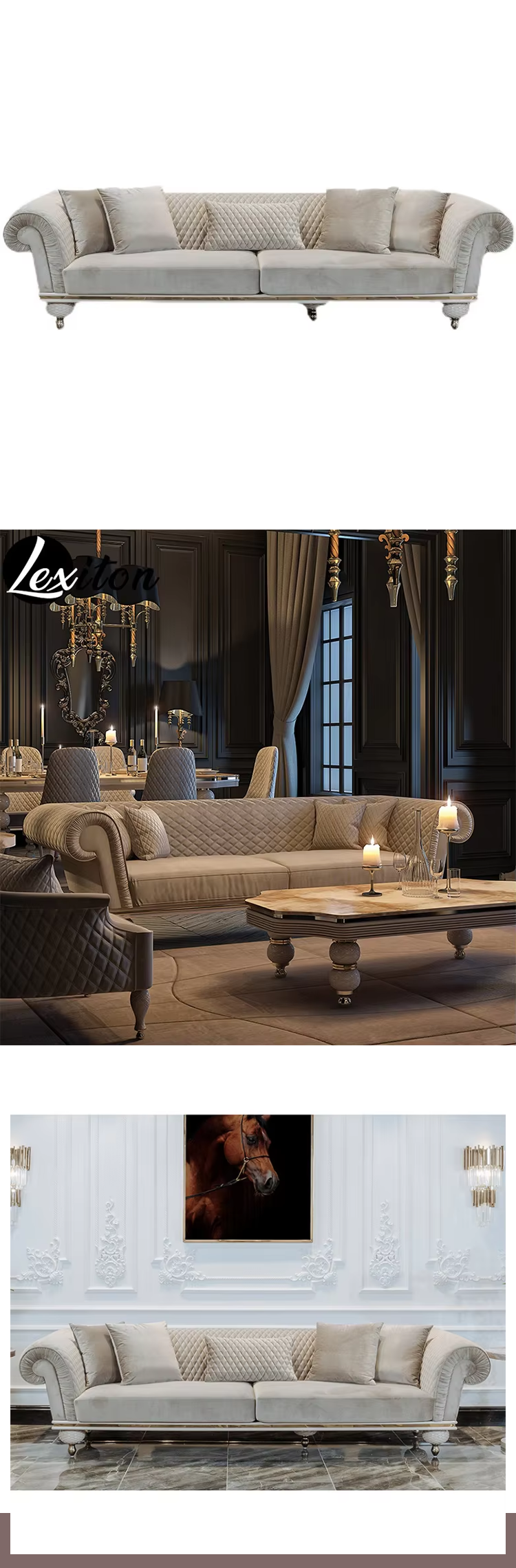 New High-end Design Italian Luxury Home Villa Technology Fabric Embroidery Sofa Cover