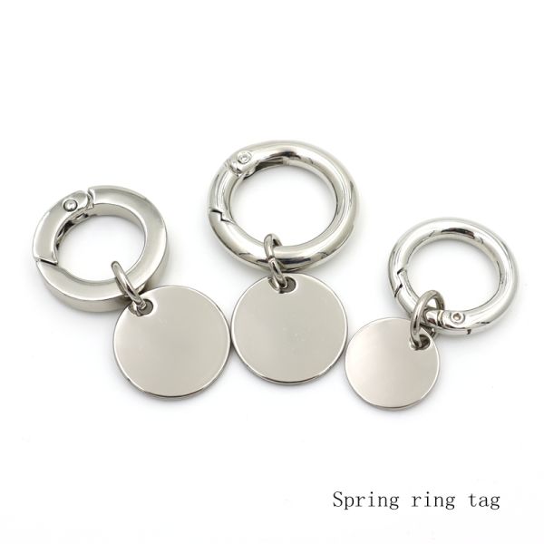 New Arrival Metal Round Tag Custom Logo Dog Collar ID Tag Key Chain Clasp Charm