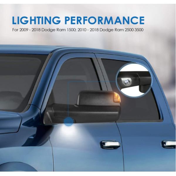 Weatherproof Black Side View Mirrors Car Exterior Mirror Plane Glass For Dodge Ram