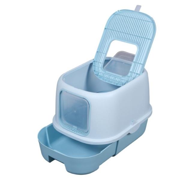 Anti Splashing Plastic Cat Litter House White Top Entry Litter Box With Drawer