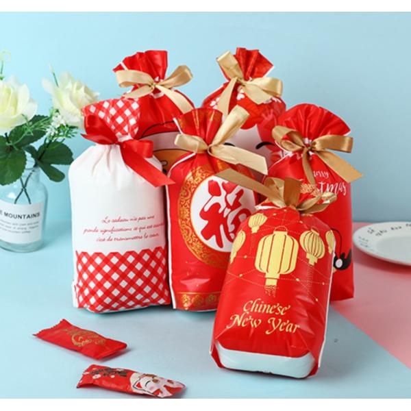 Christmas CPE Candy Biscuit Gift Wrapping Food Drawstring Bag
